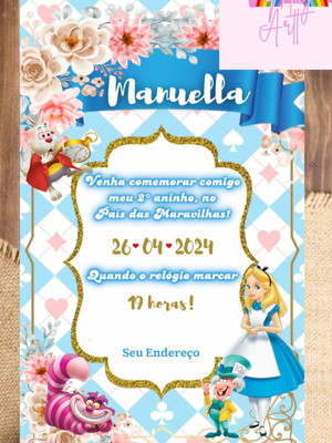 Convite digital alice no país das maravilhas