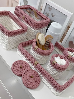 Kit higiene bebê em fio de malha 6 peças