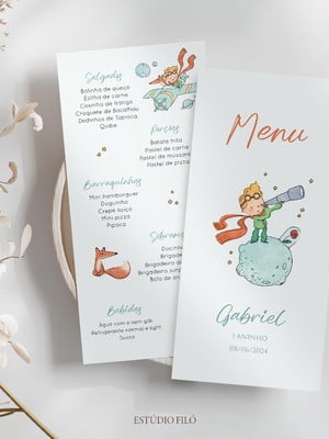 Menu aniversário pequeno príncipe