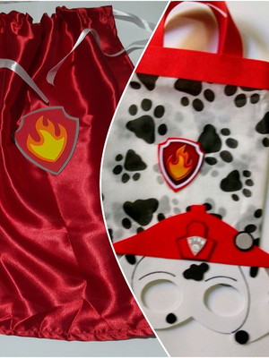 Capa, máscara e sacolinha patrulha canina