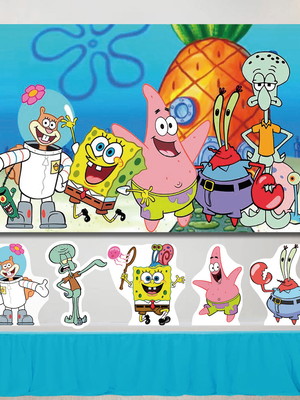 Kit painel de aniversário e display mdf bob esponja