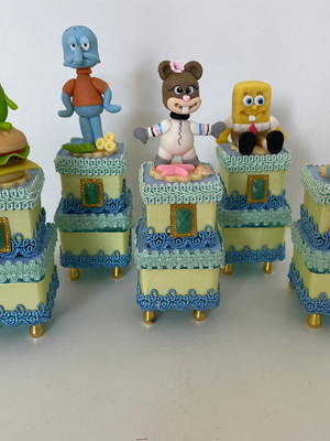 10 caixas duplas personalizadas bob esponja biscuit