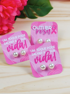 Brinco com card outubro rosa - mimos para clientes