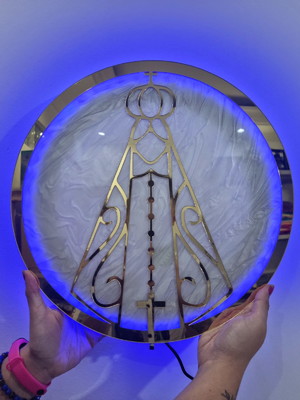 Placa de acrílico com logo ou letreiro e iluminação led