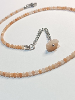 Colar/ choker aventurina pêssego pedra natural fininha