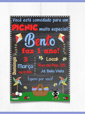Chalkboard - convite digital - picnic meninos
