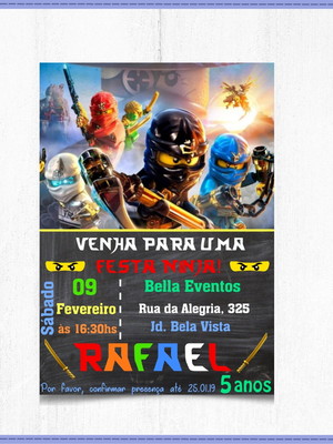 Chalkboard - convite digital - ninjago