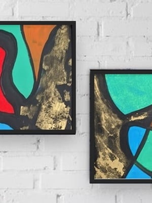 Quadros-pintura abstrata -tela abstrata com moldura