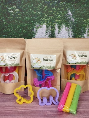 30 unidades kit massinha zip lock personalizado safari