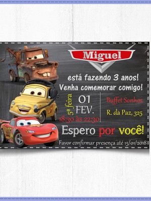 Chalkboard - convite digital - carros