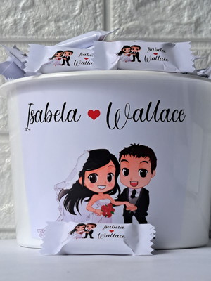 1 balde com 100 balas casamento