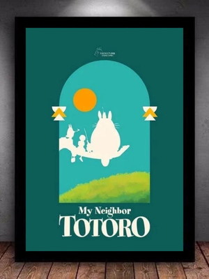 Quadro decorativo a4 meu amigo totoro com vidro e moldura