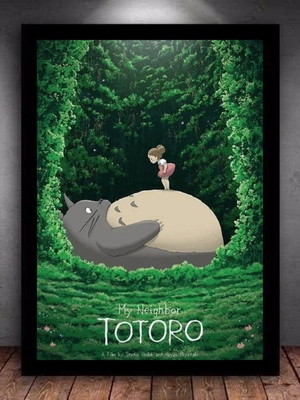 Quadro decorativo a4 meu amigo totoro com vidro e moldura