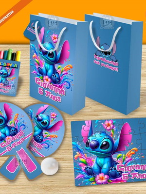 Kit completo sacolinha 2 personalizado stitch cores
