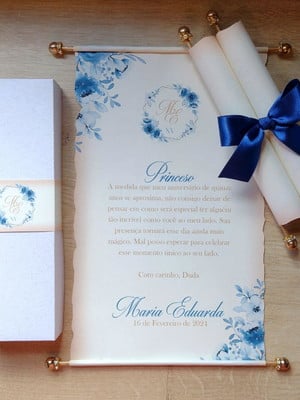 Convite pergaminho debutante /15 anos - príncipe/damas