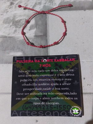 Pulseira vermelha 7 nós da sorte kabbalah