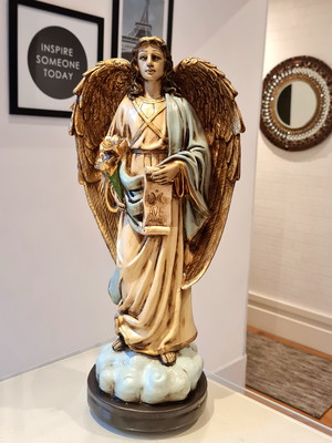 Estatua imagem anjo gabriel 42 cm premium grande lindo