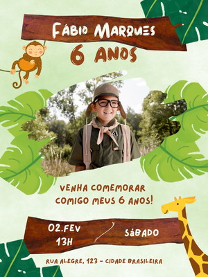 Convite personalizado safari