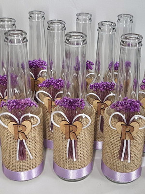 Kit 20 garrafas personalizada com letra- centro de mesa