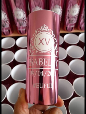 Copos long drink metalizado rose - 15 anos