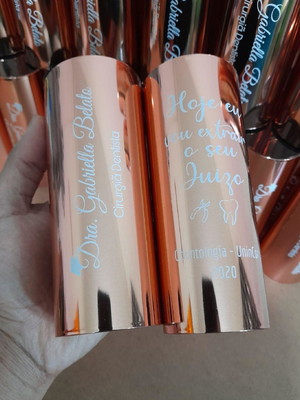 Copos long drink metalizado rose gold- formatura dentista