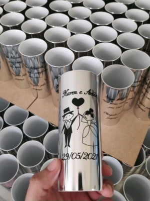 Copos long drink metalizado prata - aniversário casamento