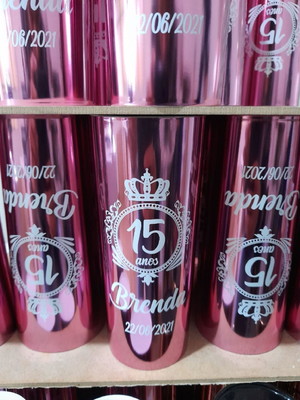 Copos long drink metalizado rose - 15 anos