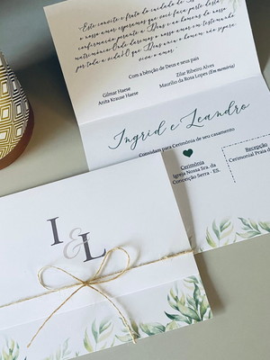 Promoção! convite de casamento barato folhagem