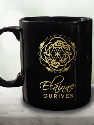Caneca preta personalizada de porcelana 300ml - 300 unidades