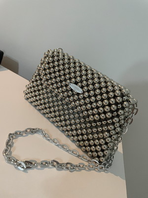 Beaded bag- bag silver