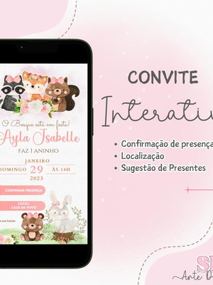 Convite interativo bosque encantado