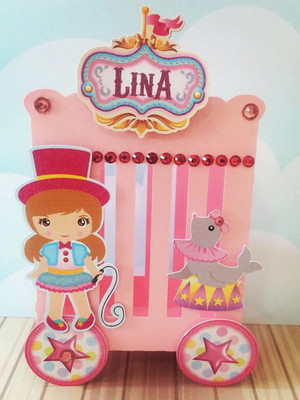 Caixa jaula circo rosa