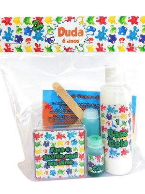 Kit slime personalizado completo embalagem e produtos