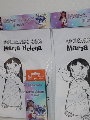 Kit de desenhos para colorir com giz de cera lilo e stitch