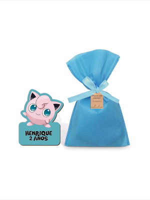 Imã jigglypuff personalizado em mdf com saquinho e tag