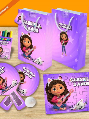 Kit completo sacolinha 2 personalizado a casa mágica gabby