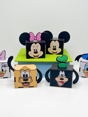 Mini cubo turma mickey mouse em mdf