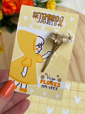 Card com florzinha sempre viva- setembro amarelo