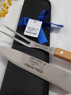 Dia dos pais kit churrasco 7447 garfo e faca personalizado