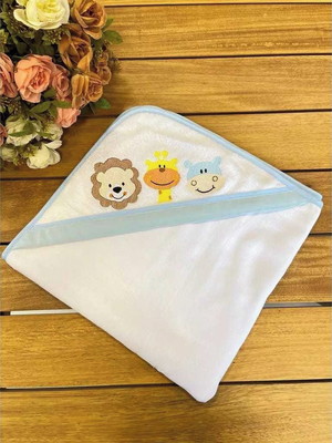 Toalha de banho com capuz para bebê revestida c/ fralda