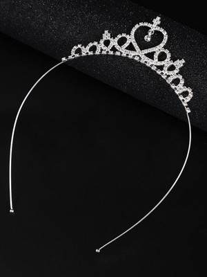 Tiara coroa princesas daminha strass prata