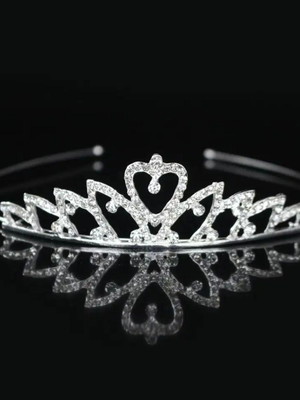 Tiara coroa princesas daminha strass prata coração