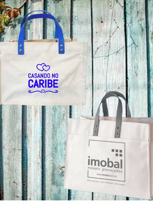 Sacola 40x33x18 - nylon c/alças couro personalizada