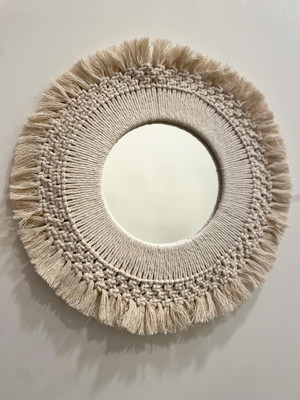 Espelho decorativo macrame