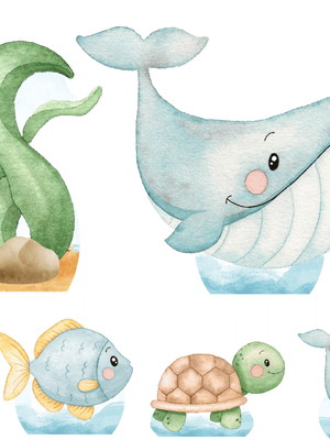Kit display fundo do mar aquarela
