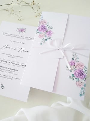 Convite de casamento lilás
