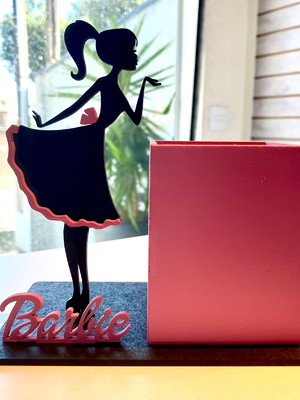 Kit 10 centro de mesa, enfeite, decoração - barbie 15cm mdf