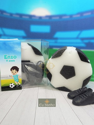 Kit lembrancinha esponja e sabonete futebol 0504a