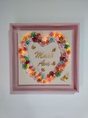 Quadro porta maternidade floral com led