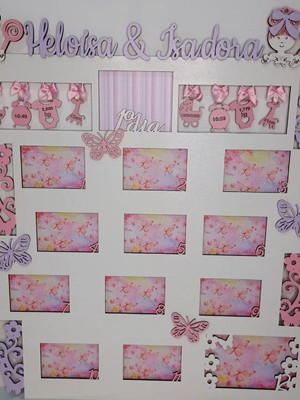 Quadro primeiro ano do bebê borboletas para gêmeas